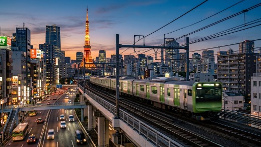 Trains Railroads in Tokyo, Japan