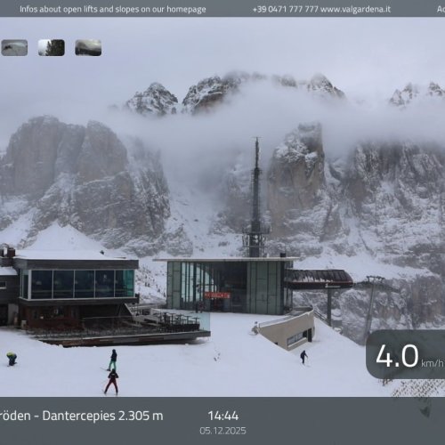 Val Gardena Dantercepies Live Webcam: Skiing in the Dolomites