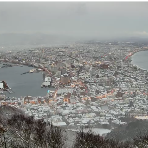 Hakodate City Panorama from Mount Hakodate Live Webcam