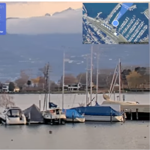 Le Bouveret Marina Live Webcam: Port-Valais, Lake Geneva & Alps