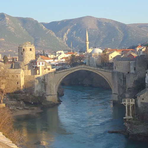 Mostar: Stari Most Bridge and Neretva River Live Webcam