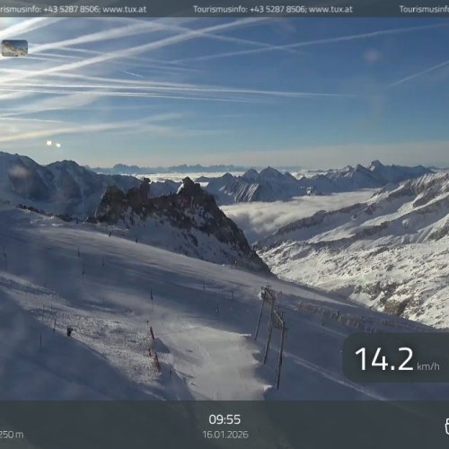 Hintertux Glacier Panorama: Live View from Gefrorene Wand