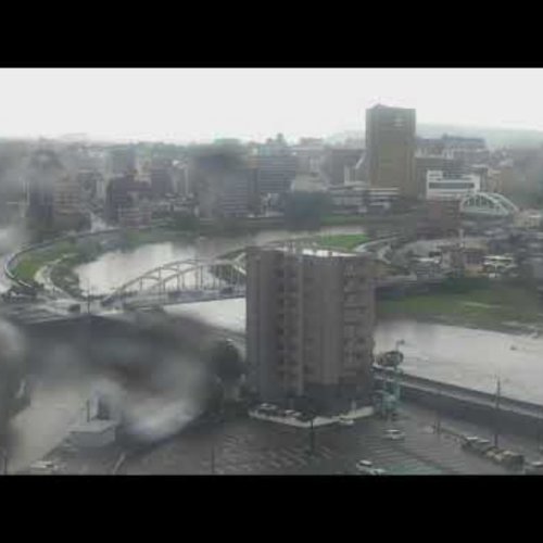 Shirakawa River & City Skyline, Kumamoto, Japan