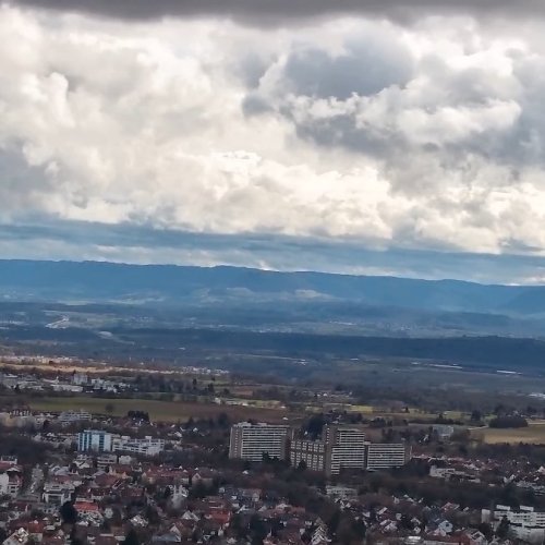 Stuttgart TV Tower Live View: Cityscape and Swabian Jura