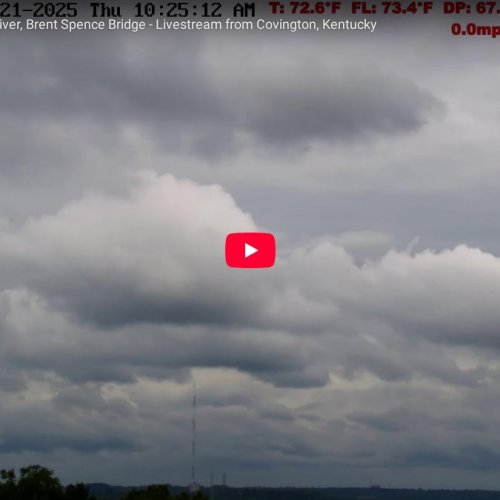 Cincinnati Skyline Live: Ohio River & Brent Spence Bridge from Covington, KY