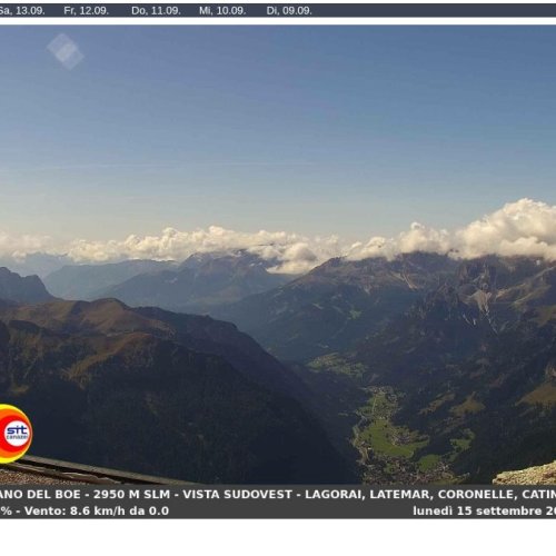 Sass Pordoi Live Webcam: Dolomites Views from Altopiano del Boe