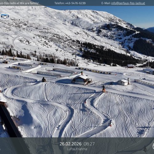 Serfaus Village in the Austrian Alps - Live FlyingCam View