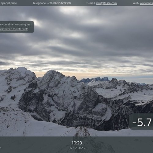 Passo Pordoi Live Webcam: Panoramic Views of Val di Fassa Dolomites