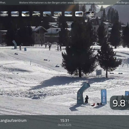 Davos Platz Cross-Country Skiing Live Webcam: Langlaufzentrum View