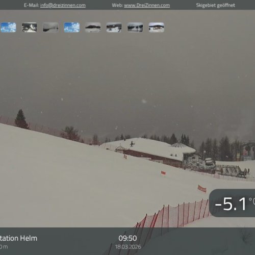 Sexten Helm-Plateau Live Webcam: Skiing in the Dolomites