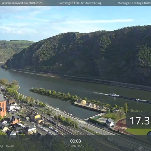 Oberwesel Schönburg Live Webcam: Rhine Valley Panorama