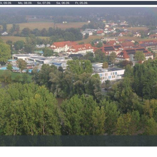 Bad Radkersburg Old Town Live Webcam: Thermal Baths and Mur River Views