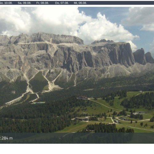 Piz Sella Live Webcam: Dolomites Mountain Views from Val Gardena