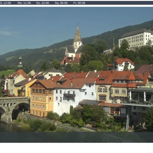 Murau Live Webcam: Austrian Alps Town & River View