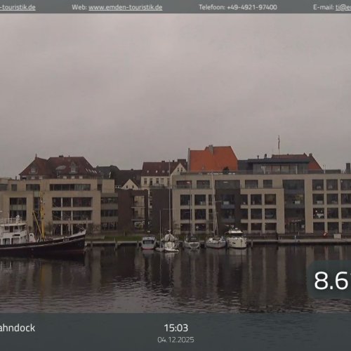 Live Webcam: Emden's Historic Eisenbahndock Bridge & Harbor View