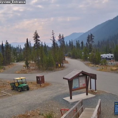 Manning Park Entrance Live Webcam: British Columbia Mountain Views & Campground Activity