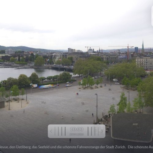 Live Webcam: Zurich's Sechseläutenplatz & Lake Zurich Panorama