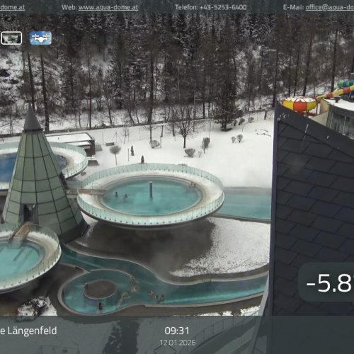 Live Webcam: Aqua Dome Thermal Spa & Ötztal Alps, Längenfeld