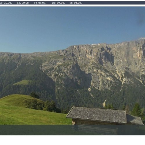 Spitzbühl Seiser Alm Live Webcam: Dolomite Mountain Views