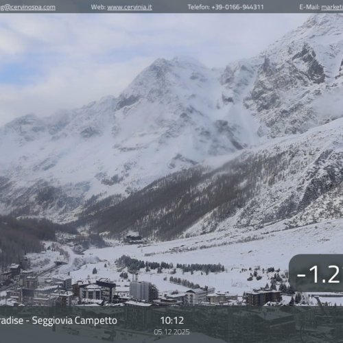 Breuil-Cervinia Campetto Live Webcam: Alpine Skiing & Matterhorn Views