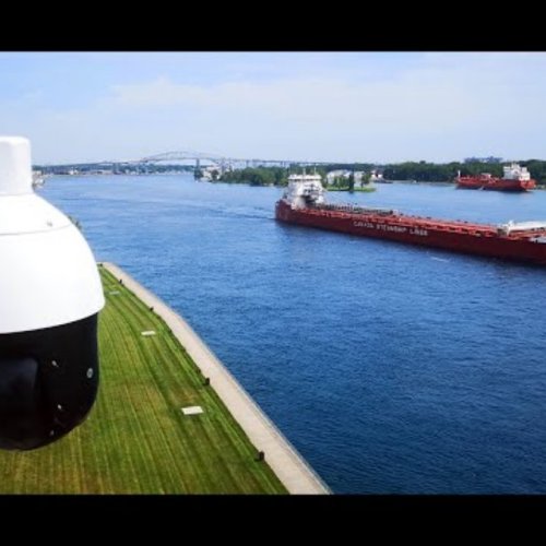 Live View of St. Clair River Shipping in Port Huron, USA