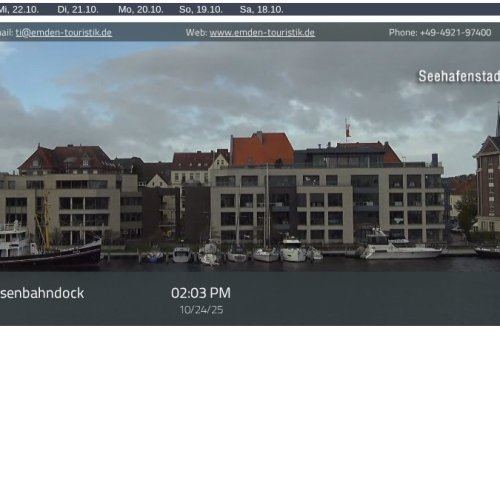 Brücke Eisenbahndock Emden Live Webcam: Historic Harbor Views