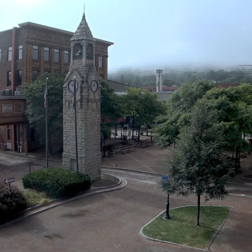 Corning New York Live Webcam: Town Square Clock Tower & Downtown