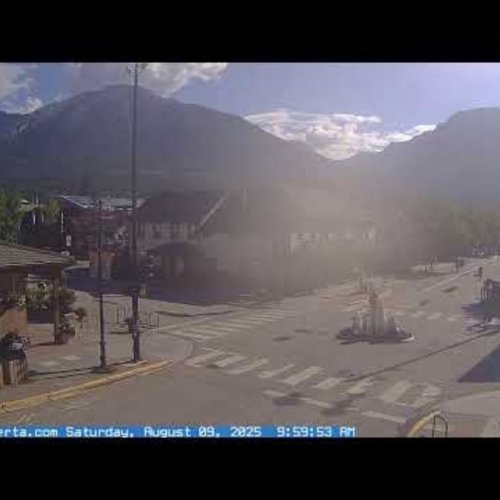 Canmore Main Street Live Webcam: Rocky Mountains View