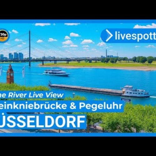 Rhine River & Rheinknie Bridge Live View | Düsseldorf, Germany