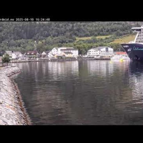 Nordfjordeid Harbor Live Webcam: Norway Fjord Views