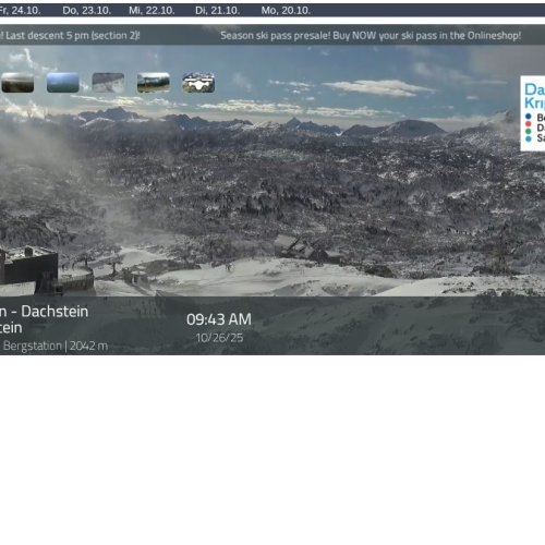 Krippenstein Bergstation Live Webcam: Obertraun, Austria Alps