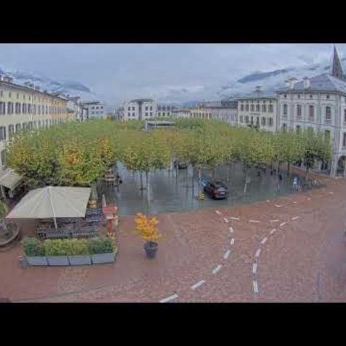 Martigny Place Centrale Live Webcam: Swiss Alps Town Square