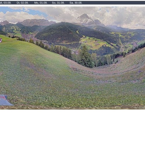 Val Gardena Live Webcam: Tublà, Gröden – Dolomites Panorama at 1782m