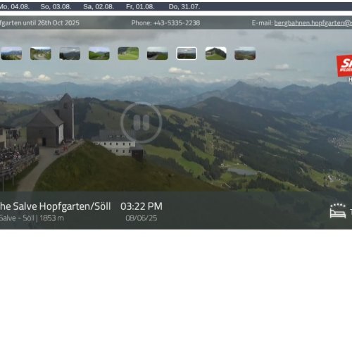 Hohe Salve Hopfgarten Live Webcam: Alpine Peaks & SkiWelt Views