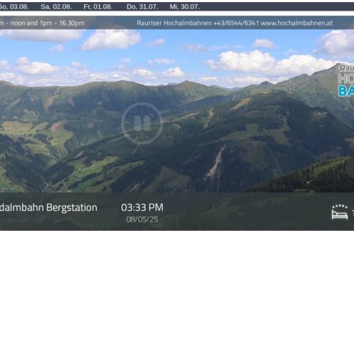 Rauris Waldalmbahn Live Webcam: Alpine Views at 1843m