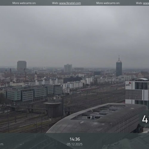 Munich Hauptbahnhof Live Webcam: City Skyline & Train Station