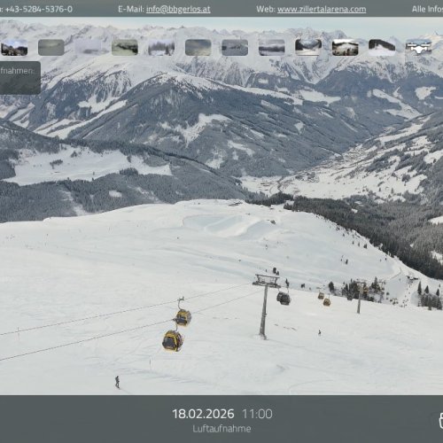 Gerlos FlyingCam Live: Ski Slopes & Zillertal Arena Views