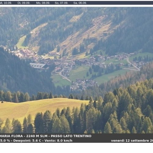 Passo Sella Live Webcam: Dolomites View from Hotel Maria Flora, Canazei