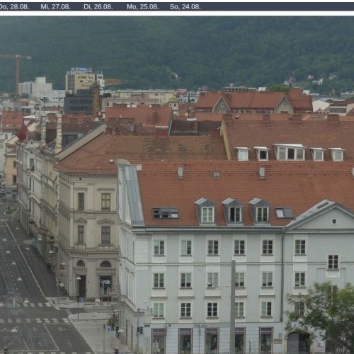 Graz Live Webcam: Tegetthoffbrücke, Belgiergasse, and Construction Site