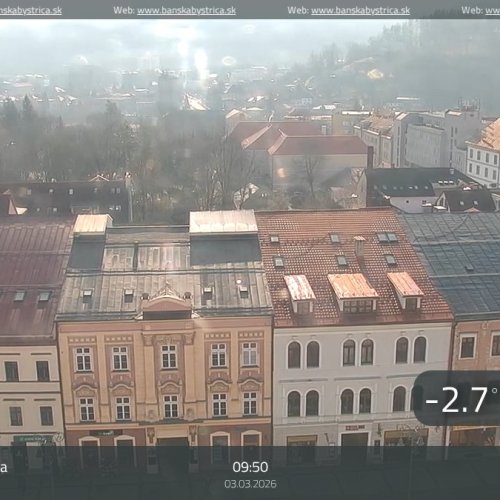 Banská Bystrica City View Live: Historic Rooftops & Mountain Panorama