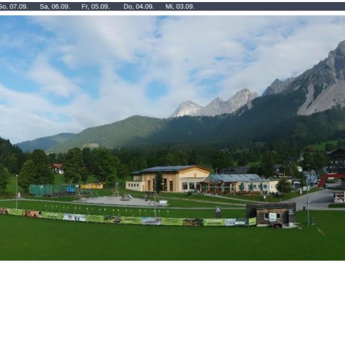 Ramsau am Dachstein Live Webcam: WM Stadion & Alpine Peaks