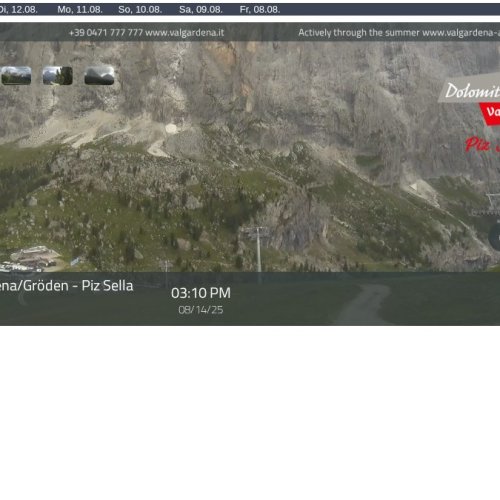 Piz Sella Live Webcam: Val Gardena Dolomites Mountain Views