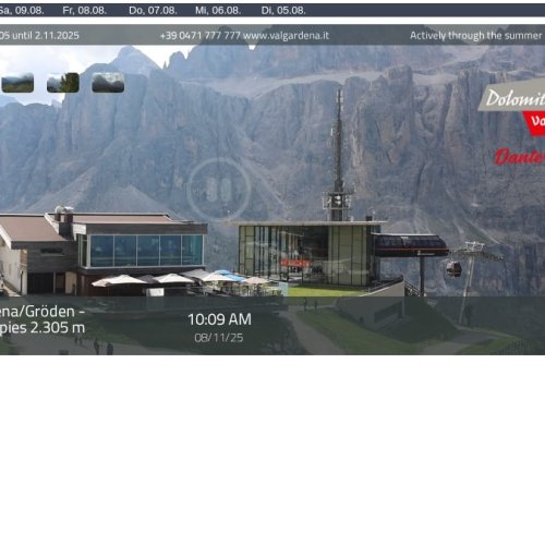 Dantercepies Val Gardena Live Webcam: Dolomites Mountain Views