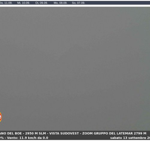 Sass Pordoi - Altopiano del Boe Live Webcam: Dolomites Panorama