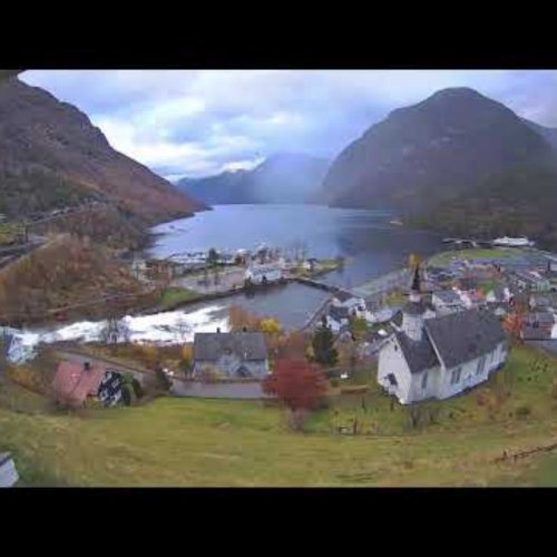 Hellesylt Village Live Webcam: Fjord, Waterfall & Mountain Views