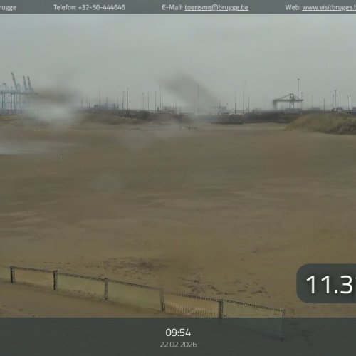 Zeebrugge Zeedijk Live Webcam: Beach and Port HD View
