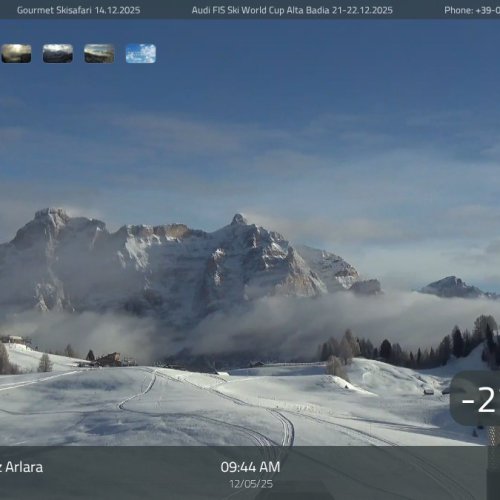 Corvara - Piz Arlara Live Webcam: Dolomites Ski Slopes & Mountain Views