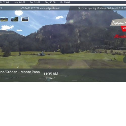 Live Webcam: Monte Pana, Santa Cristina Val Gardena - Dolomites, Italy