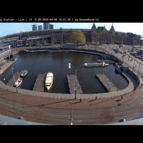 Live View of Amsterdam Central Station Waterfront