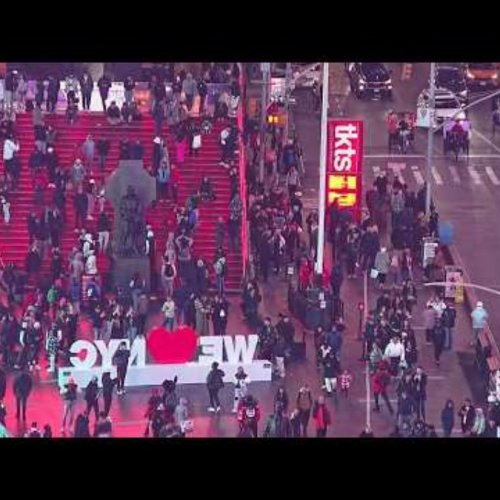 Experience The Vibrant Energy Of Times Square On Broadway Theaters Aerial View